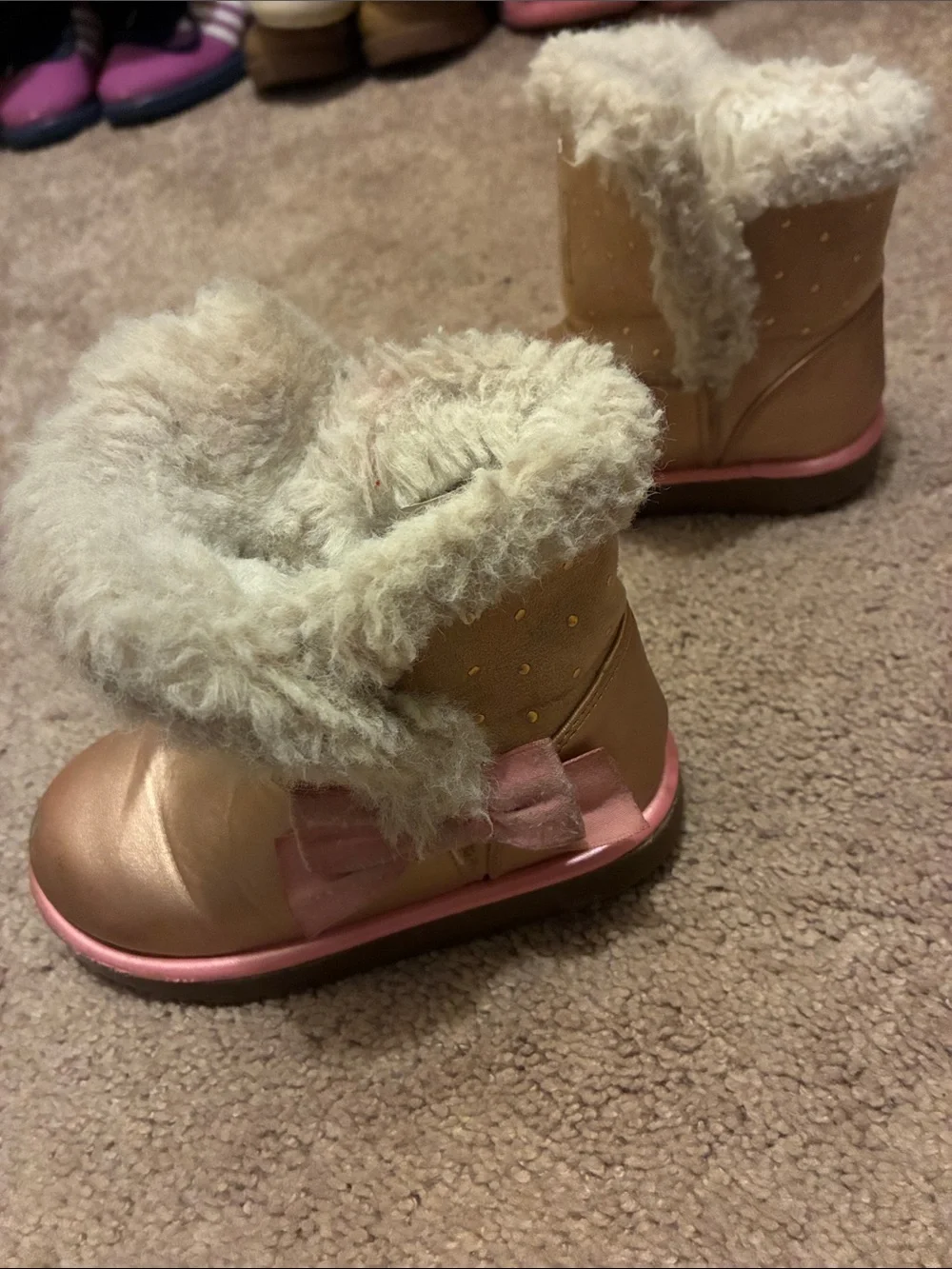 Juicy Couture Gold and Pink Fur-Lined Kids Boots